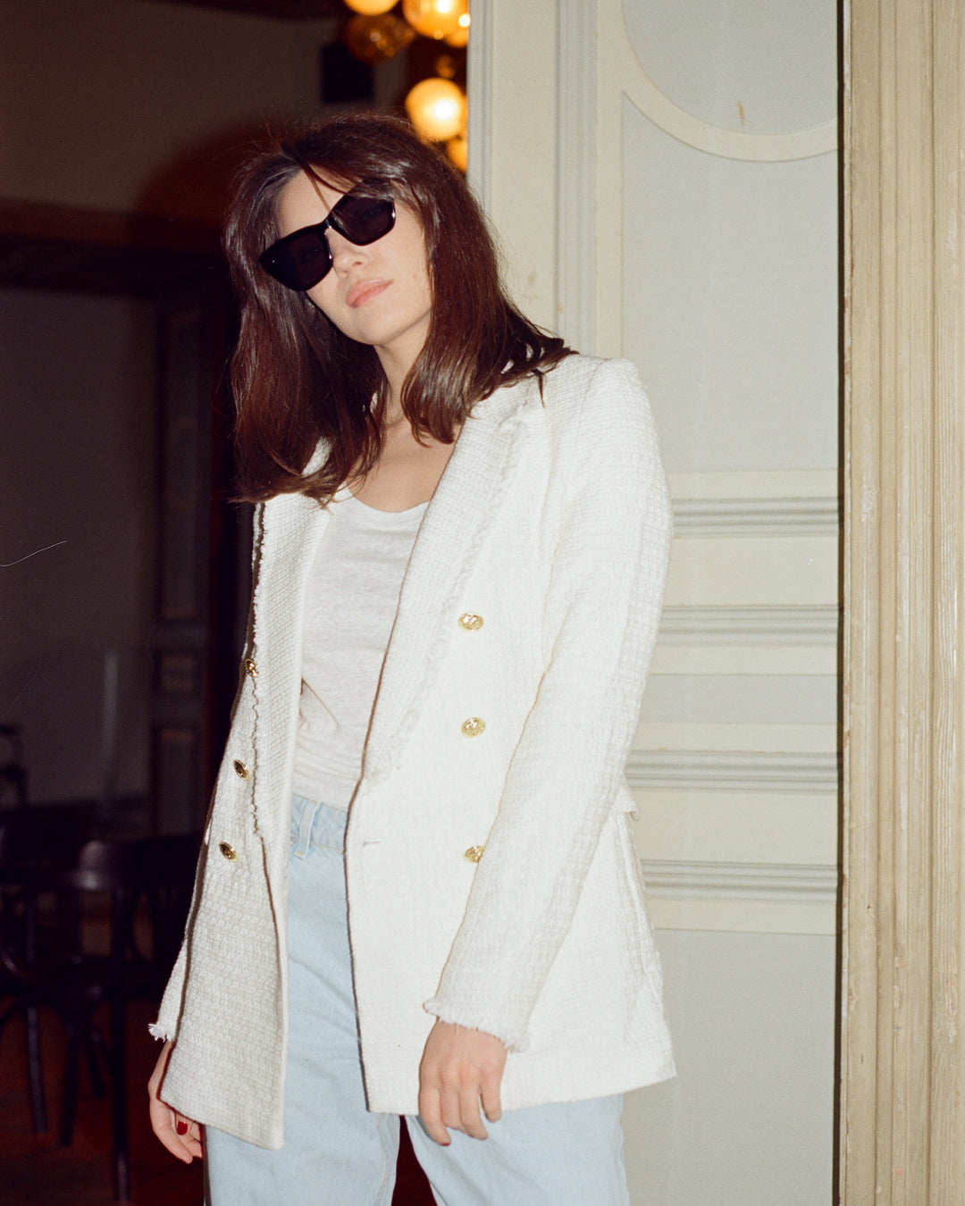 James Linen Scoop-Neck Tee in Off-White