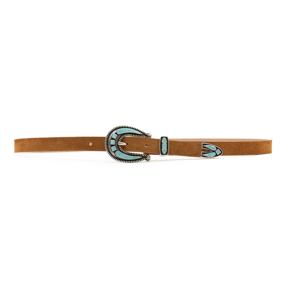 Cheyenne Belt - Tan Suede & Turquoise