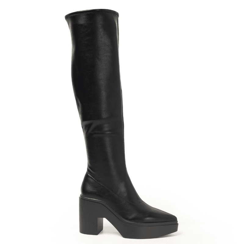LAWRENCE TALL - BLACK STRETCH LEATHER BOOT