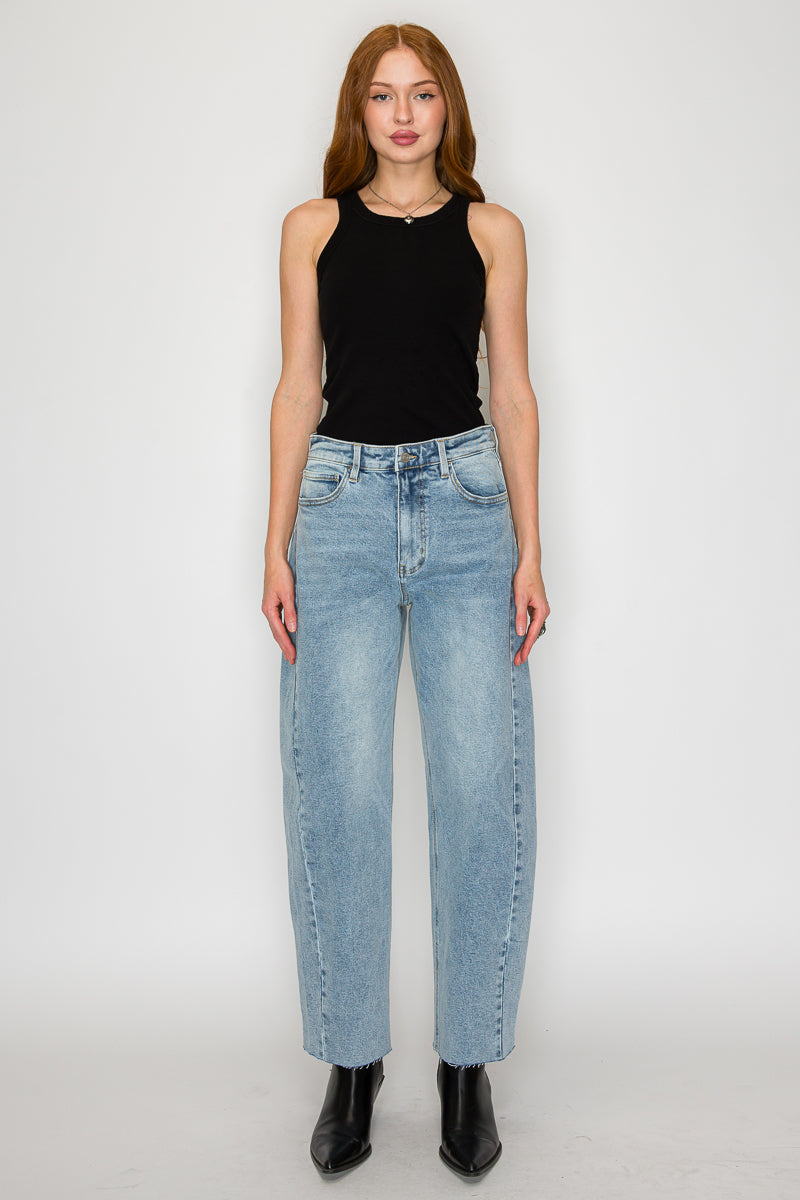 Harlow HIGH WAISTED BARREL JEANS Blue by Artemis