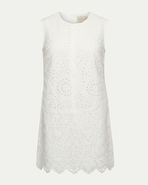 Twiggy Shift Dress in White Eyelet Fabric Classic Six Twiggy Shift Dress in White Eyelet Fabric Classic Six