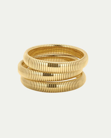 Flex Snake Chain Bracelet- Set of 3 (12mm wide)- Gold