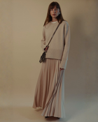 Marilyn Accordion-Pleated Maxi Skirt in Dusty Rose