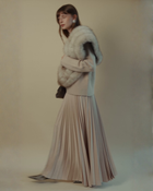 Marilyn Accordion-Pleated Maxi Skirt in Dusty Rose