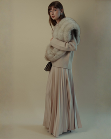 Marilyn Accordion-Pleated Maxi Skirt in Dusty Rose