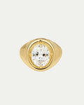 The Reve Ridged Signet Ring- Gold