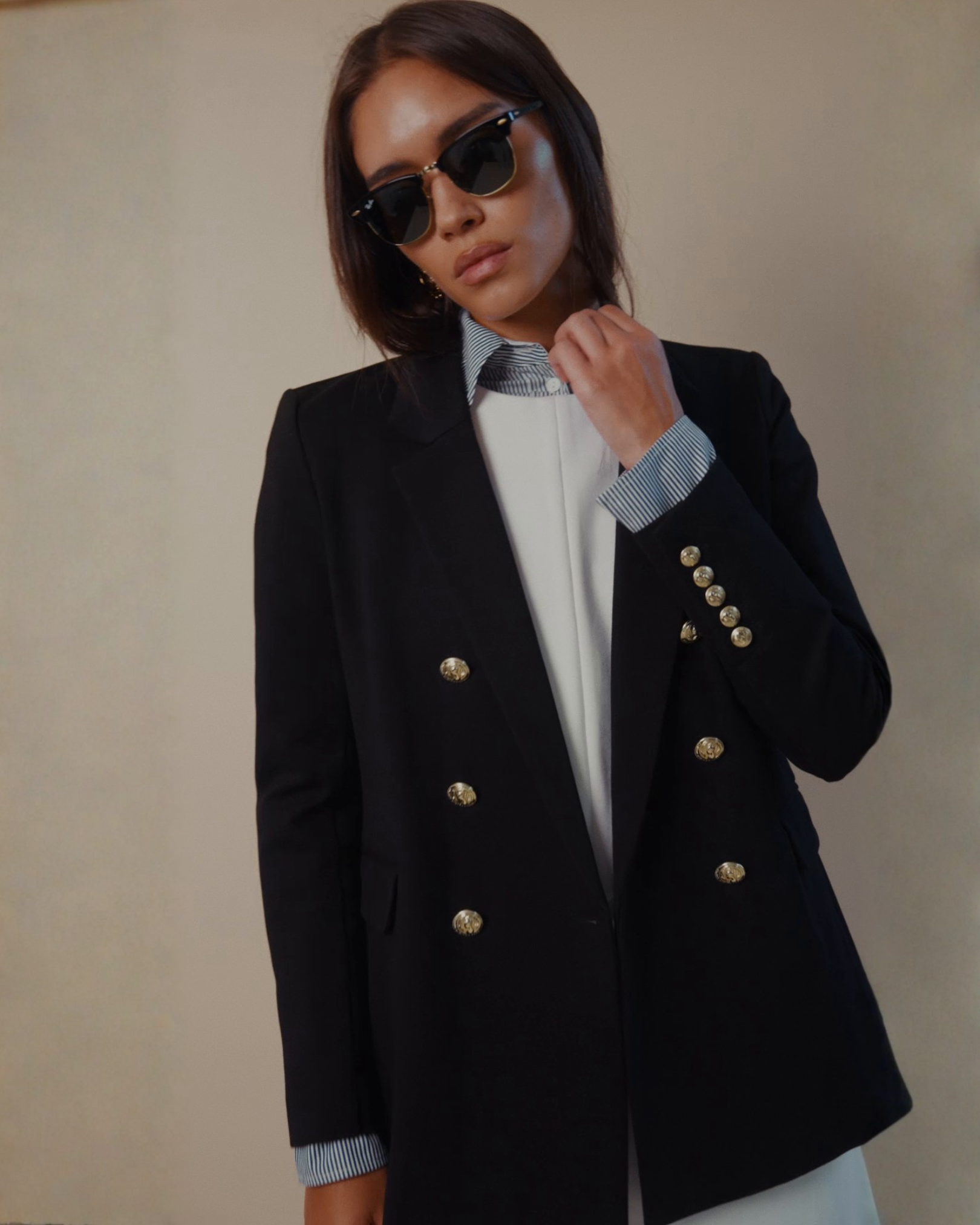 Donna Button-Down Shirt in Blue & White Stripe