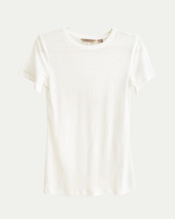 James Linen Crew-Neck Tee in Off-White