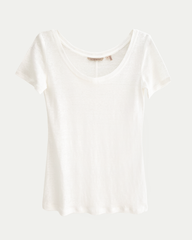 James Linen Scoop-Neck Tee in Off-White - XS