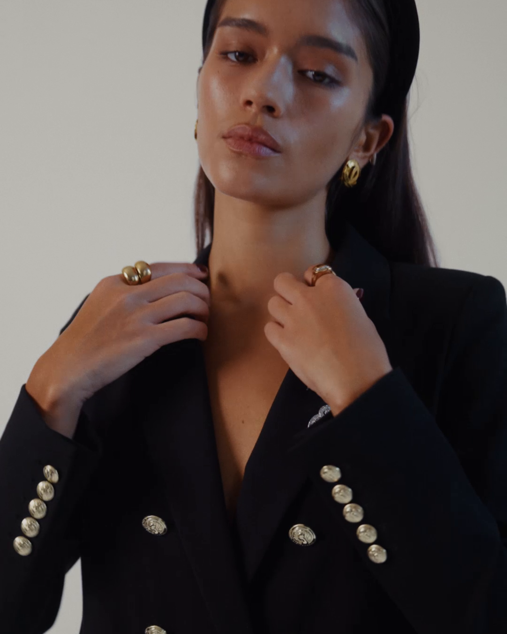 Katharine Double-Breasted Blazer in Black