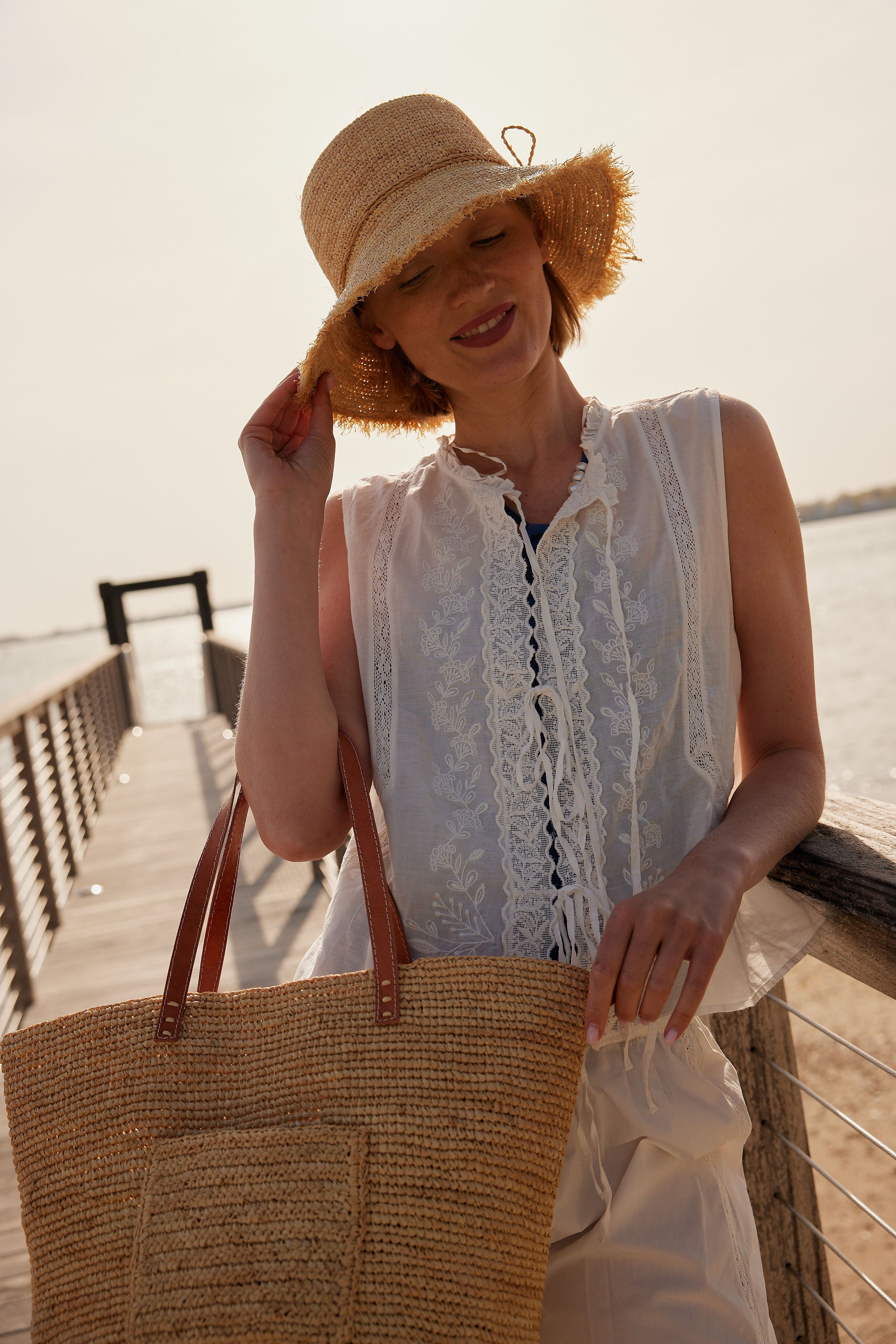 Packable Raffia Bucket Hat
