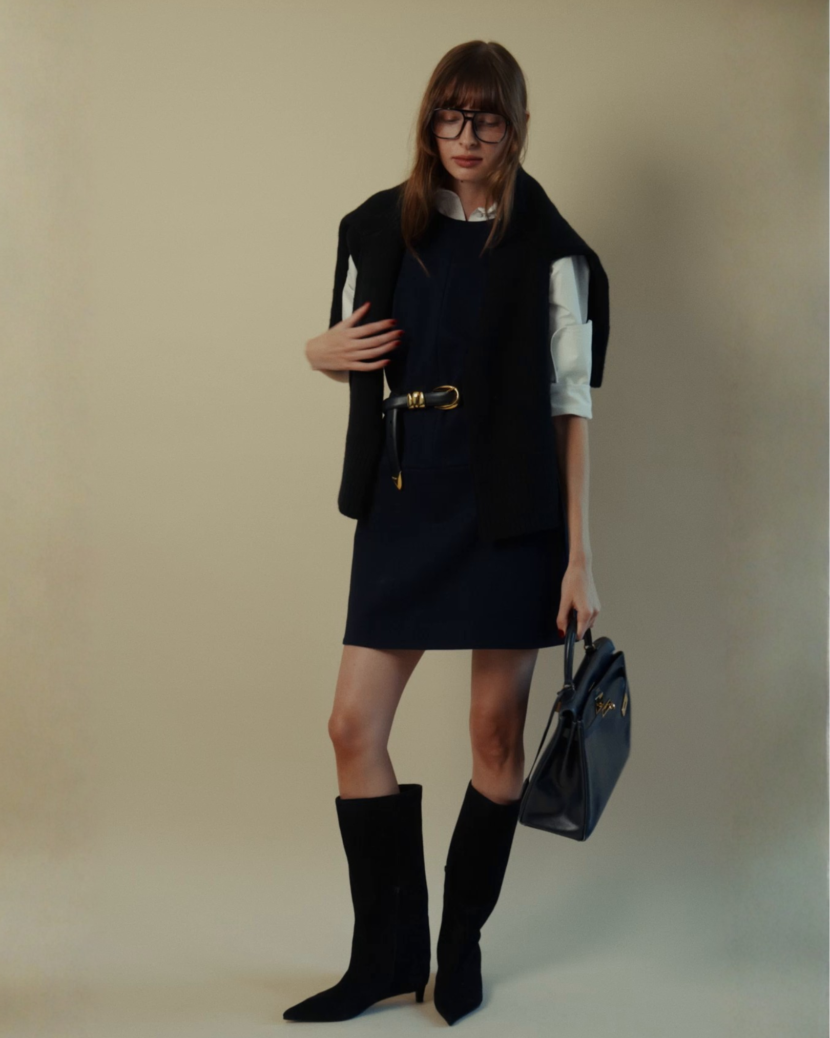 Twiggy Sleeveless Shift Dress in Navy