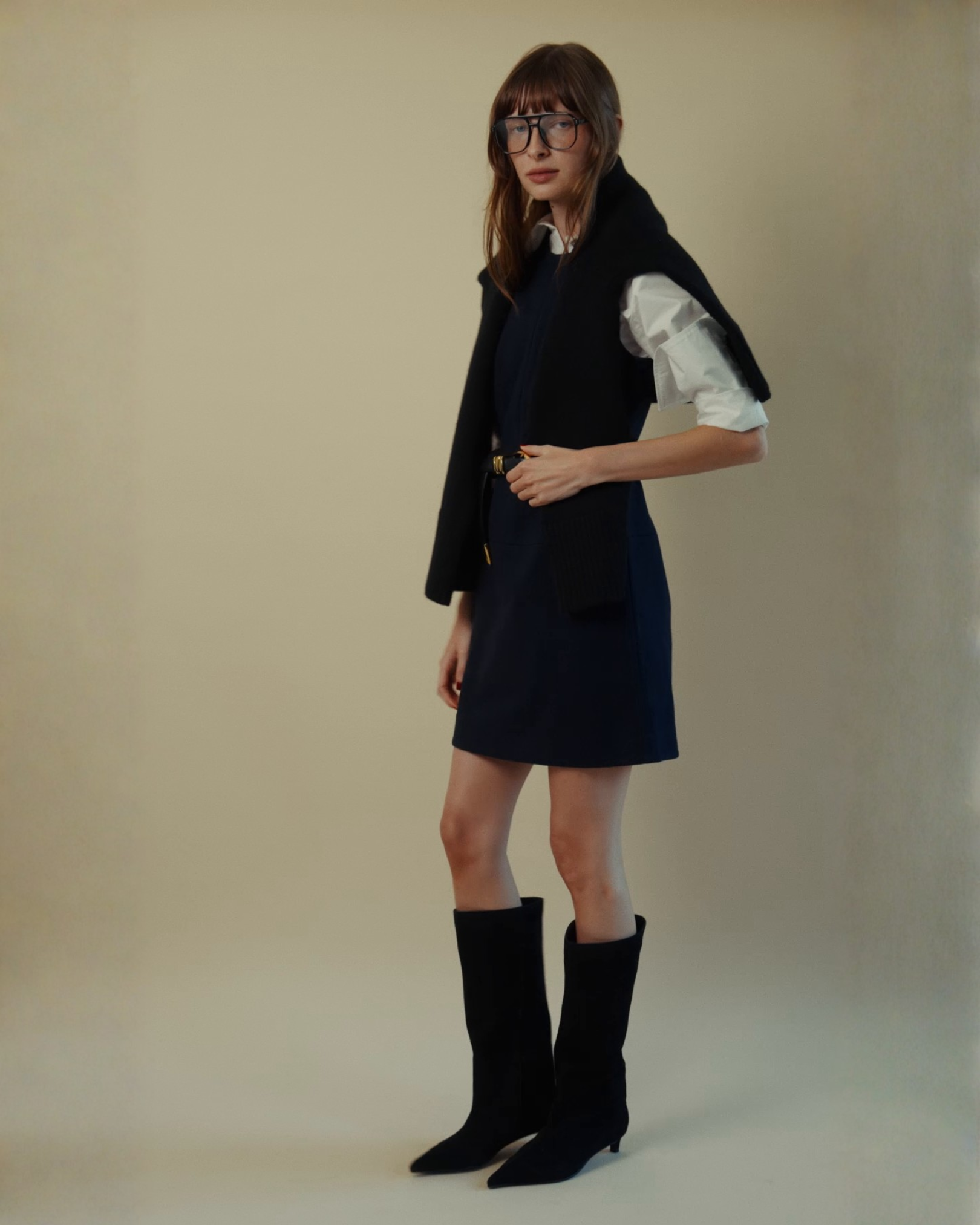 Twiggy Sleeveless Shift Dress in Navy