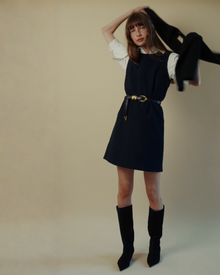 Twiggy Sleeveless Shift Dress in Navy