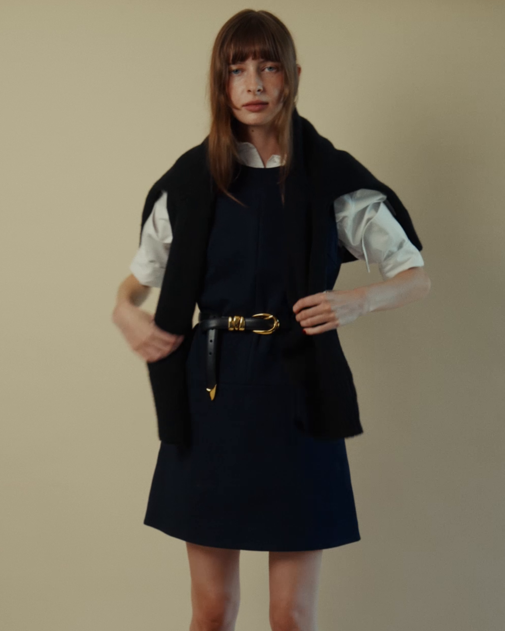 Twiggy Sleeveless Shift Dress in Navy