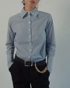 Donna Button-Down Shirt in Blue & White Stripe