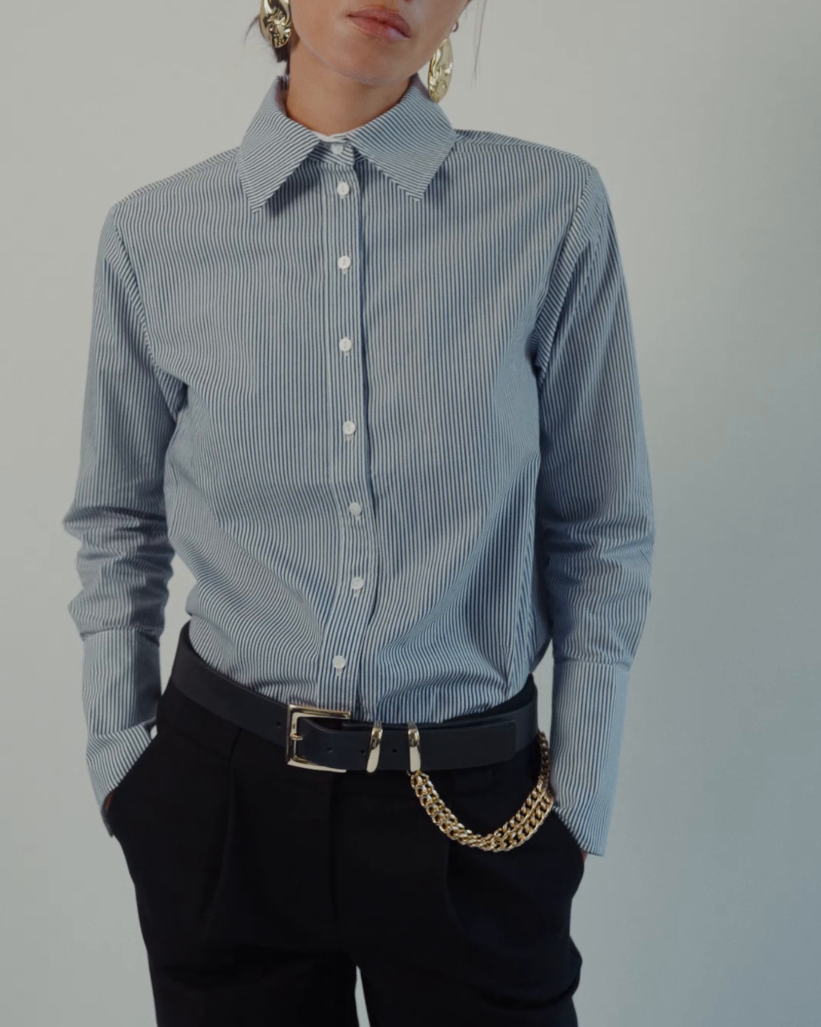 Donna Button-Down Shirt in Blue & White Stripe