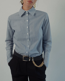 Donna Button-Down Shirt in Blue & White Stripe