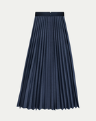 Marilyn Accordion-Pleated Midi Skirt in Denim