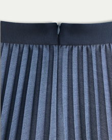 Marilyn Accordion-Pleated Midi Skirt in Denim