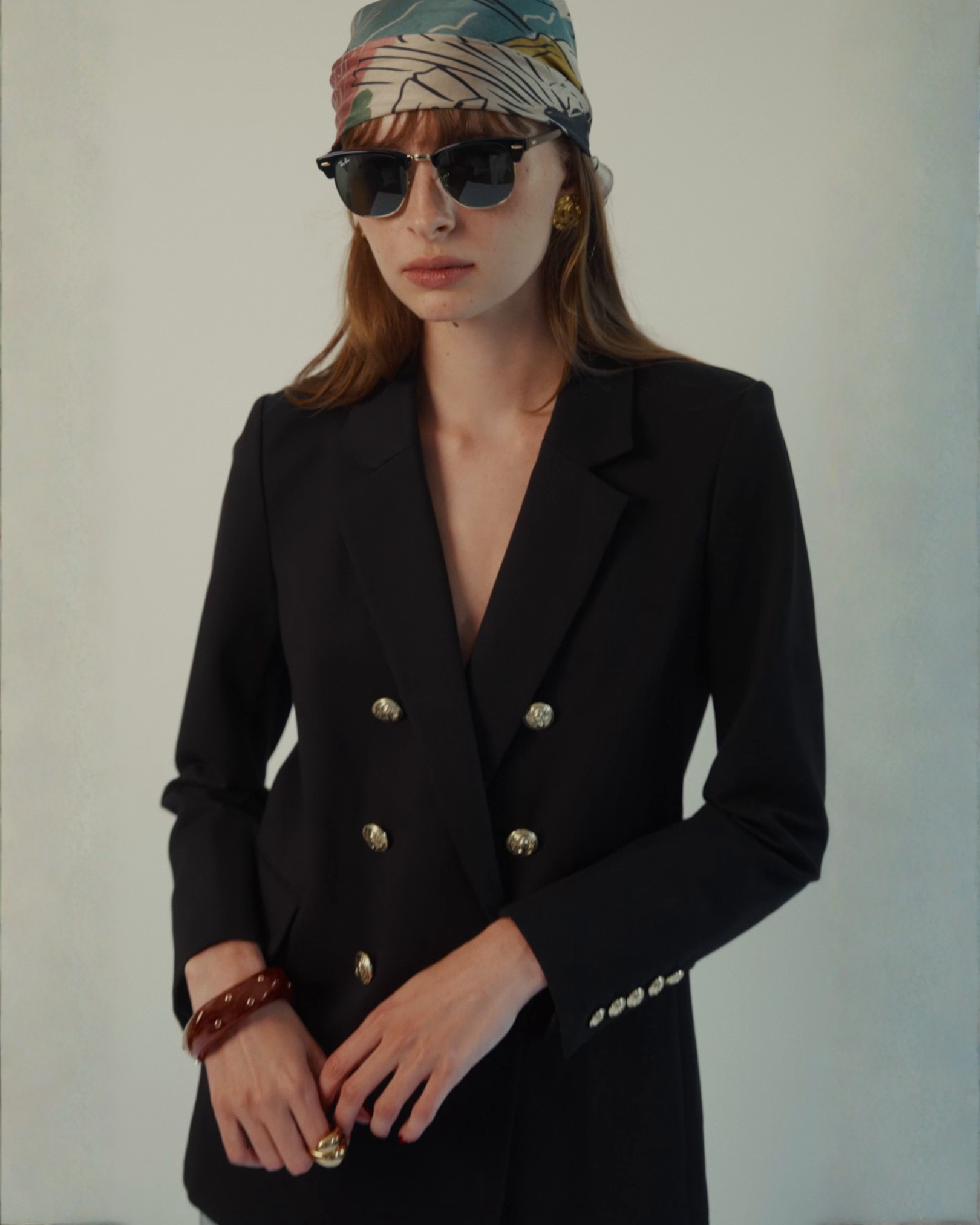 Katharine Double-Breasted Blazer in Black