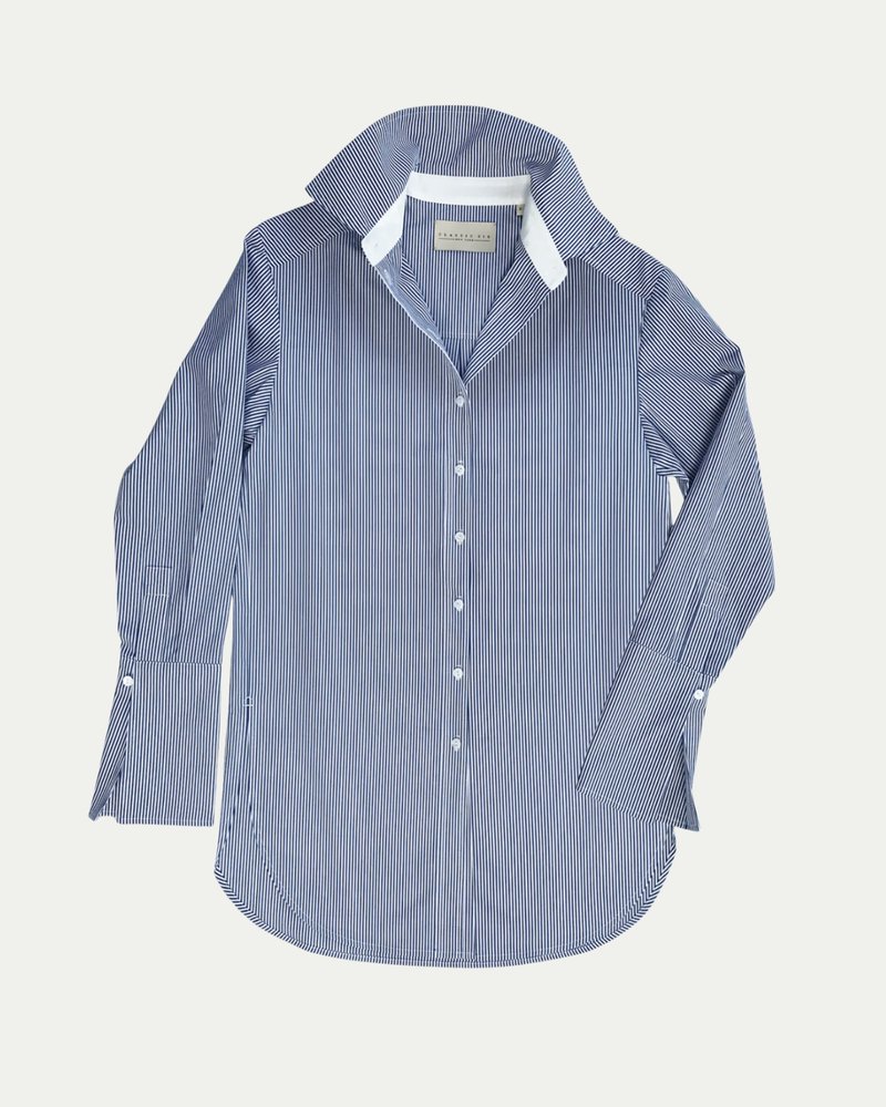 Donna Button-Down Shirt in Blue & White Stripe