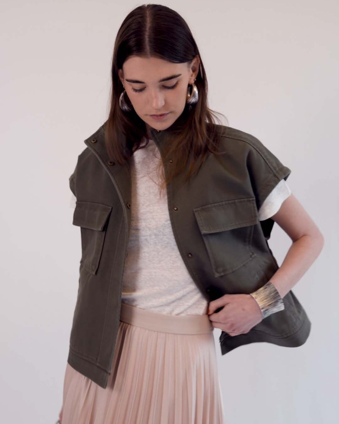 Marlene Convertible Jacket in Army Green | Classic Six