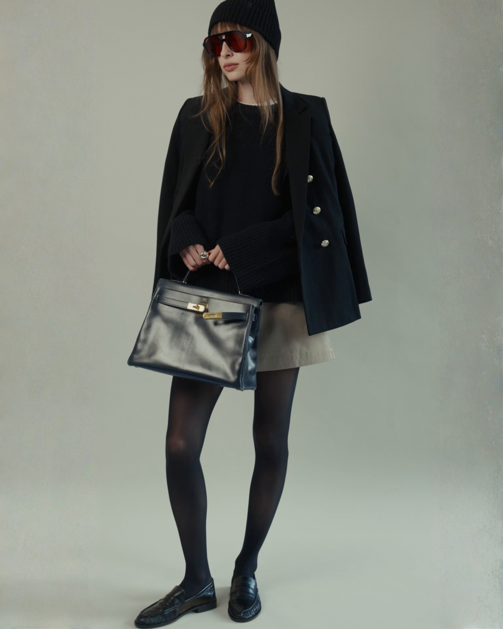 Katharine Double-Breasted Blazer in Black