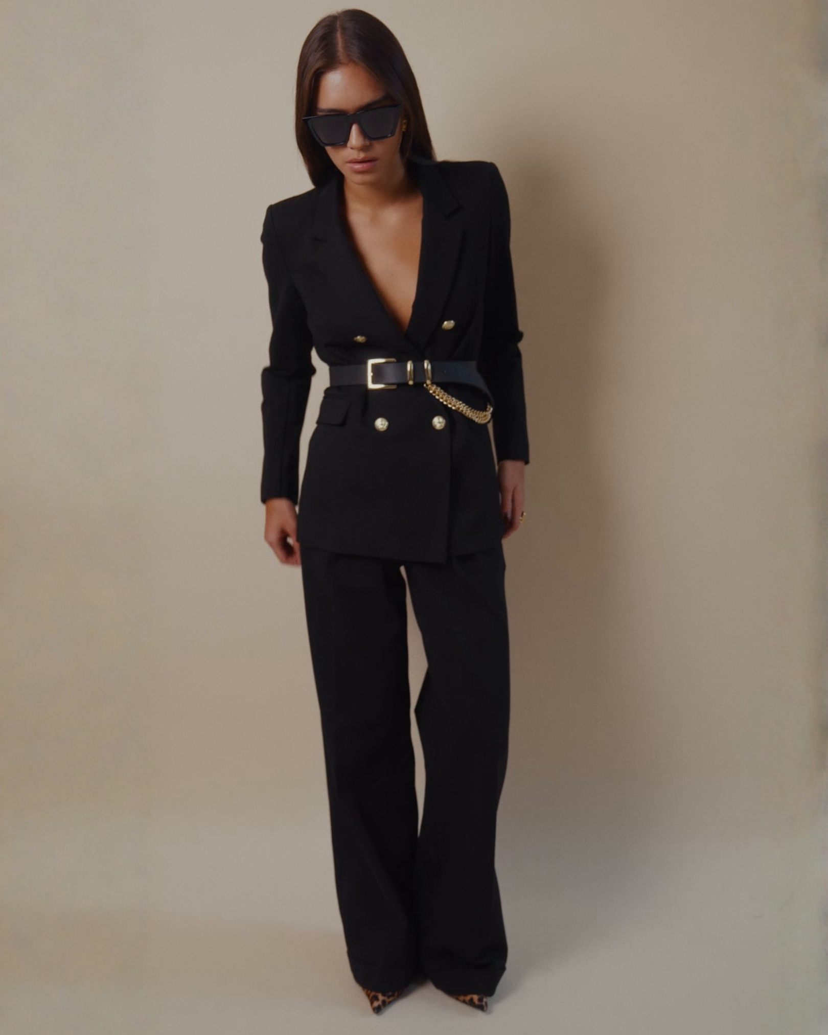 Katharine Double-Breasted Blazer in Black