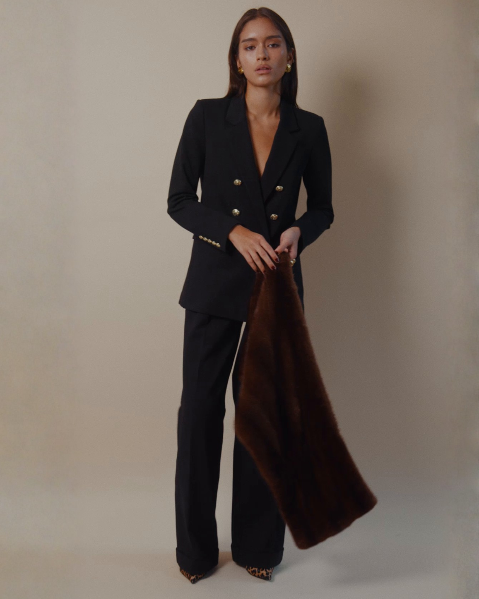 Katharine Double-Breasted Blazer in Black