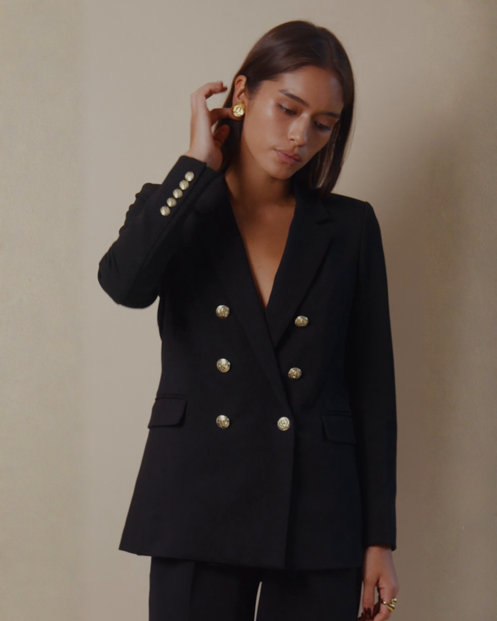 Katharine Double-Breasted Blazer in Black