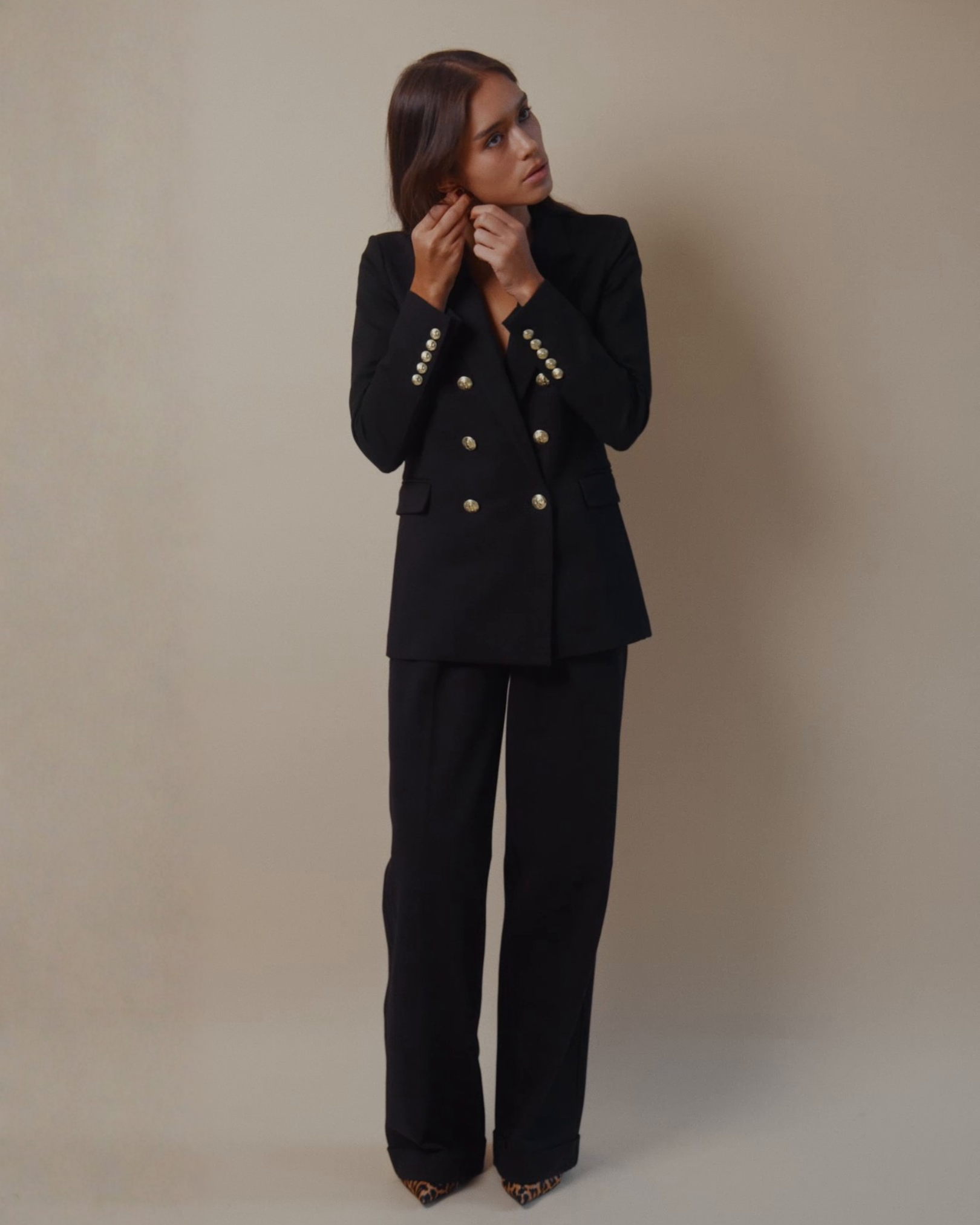 Katharine Double-Breasted Blazer in Black