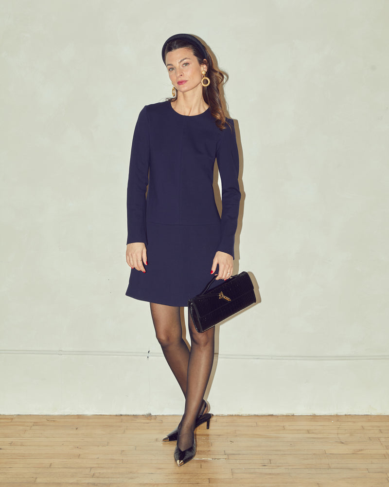 Twiggy Shift Dress in Navy