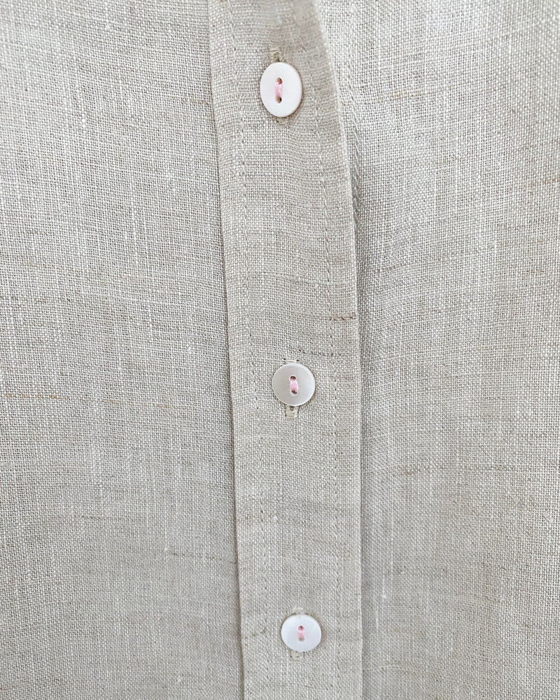 Donna Button-Down Shirt in Oatmeal Linen