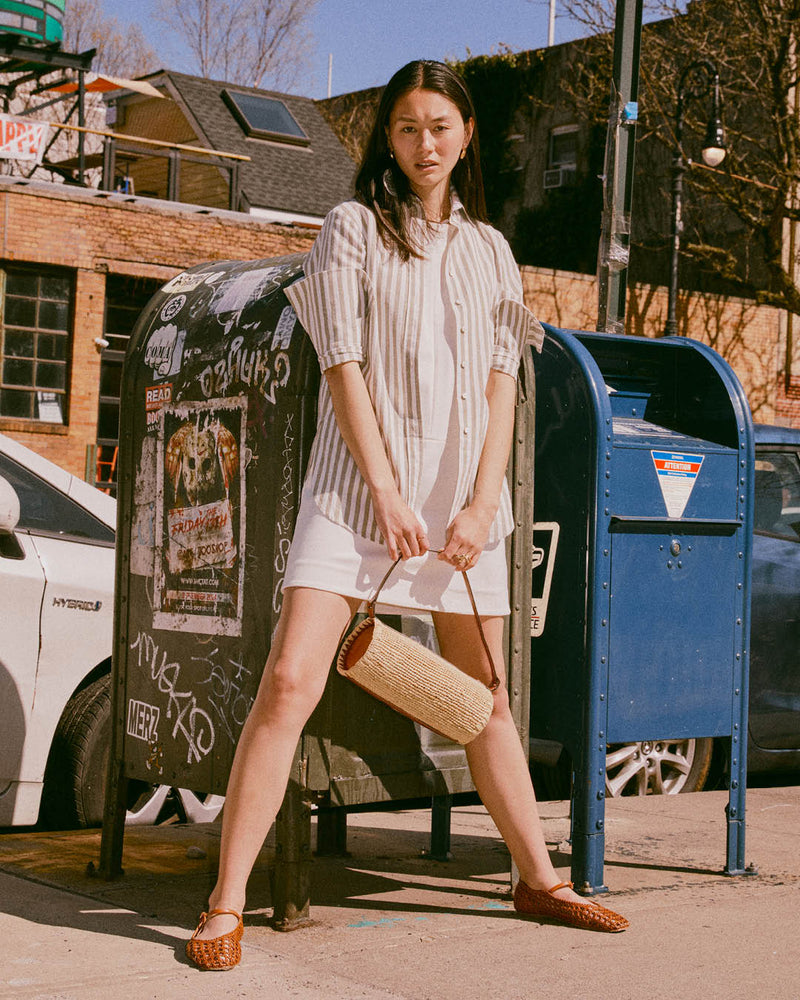 Donna Button-Down Shirt in Stone Sage