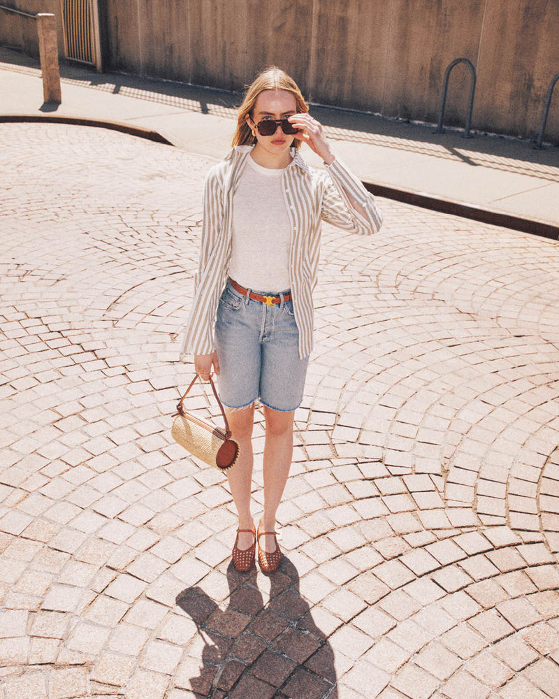Donna Button-Down Shirt in Stone Sage