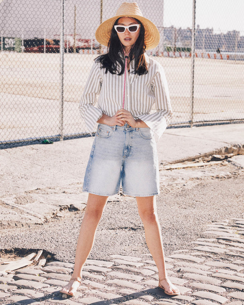 Donna Button-Down Shirt in Stone Sage