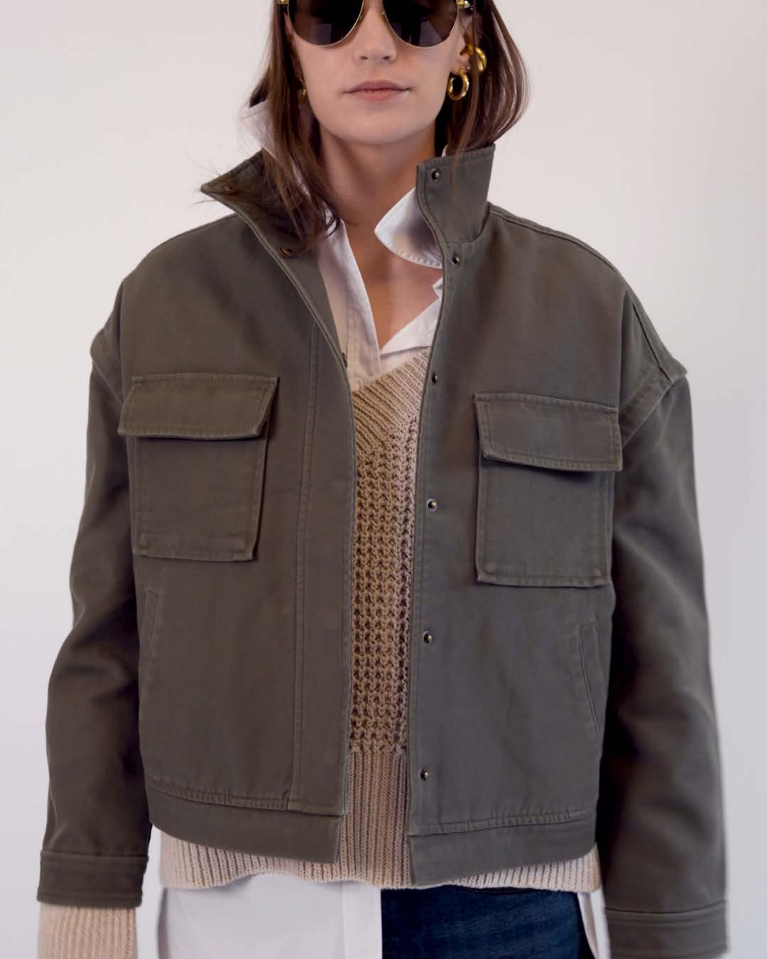 Marlene Convertible Jacket in Army Green | Classic Six