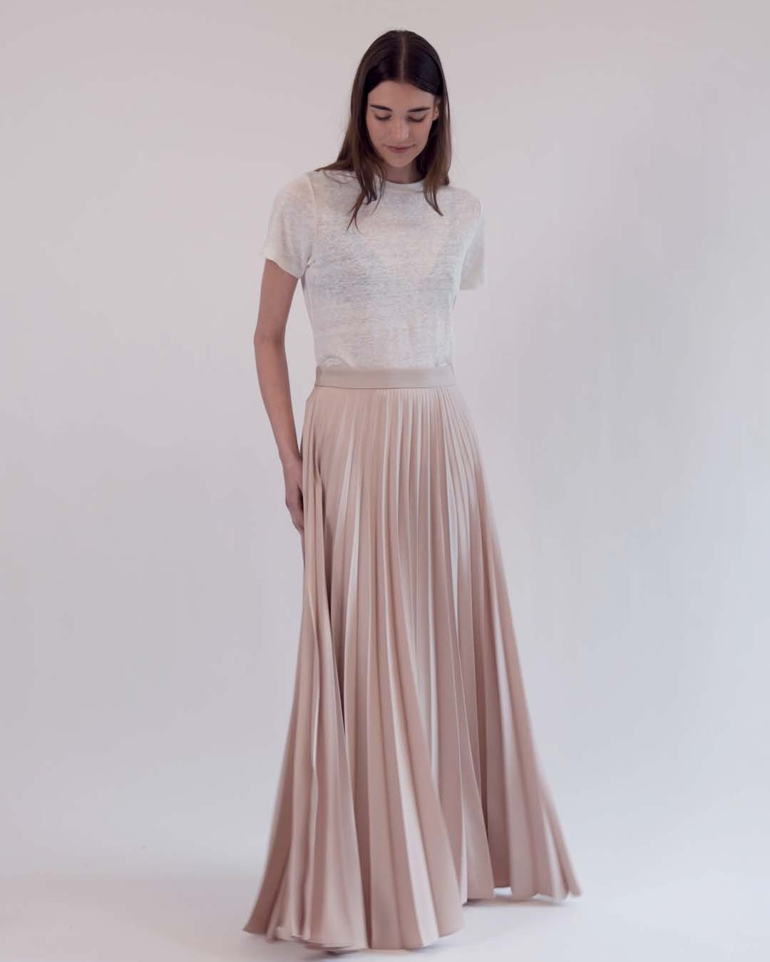 Marilyn Accordion Pleated Skirt in Dusty Rose  Classic Six 0