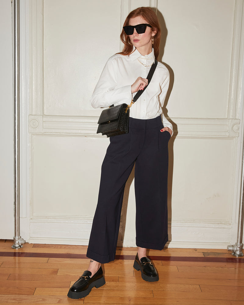 Beverly Wide-leg Pant in Navy